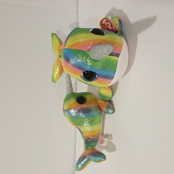 2 NORI the Narwhal small Medium Beanie Boo soft plush toy stuffed animal unicorn - Picture 3 of 5